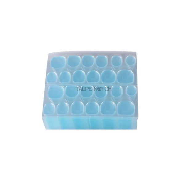 Transparent blue nail sticker sheet with jelly glue dots and press-on nail tips
