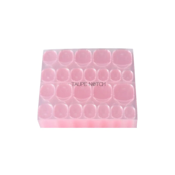 Transparent pink nail sticker sheet with jelly glue dots and press-on nail tips