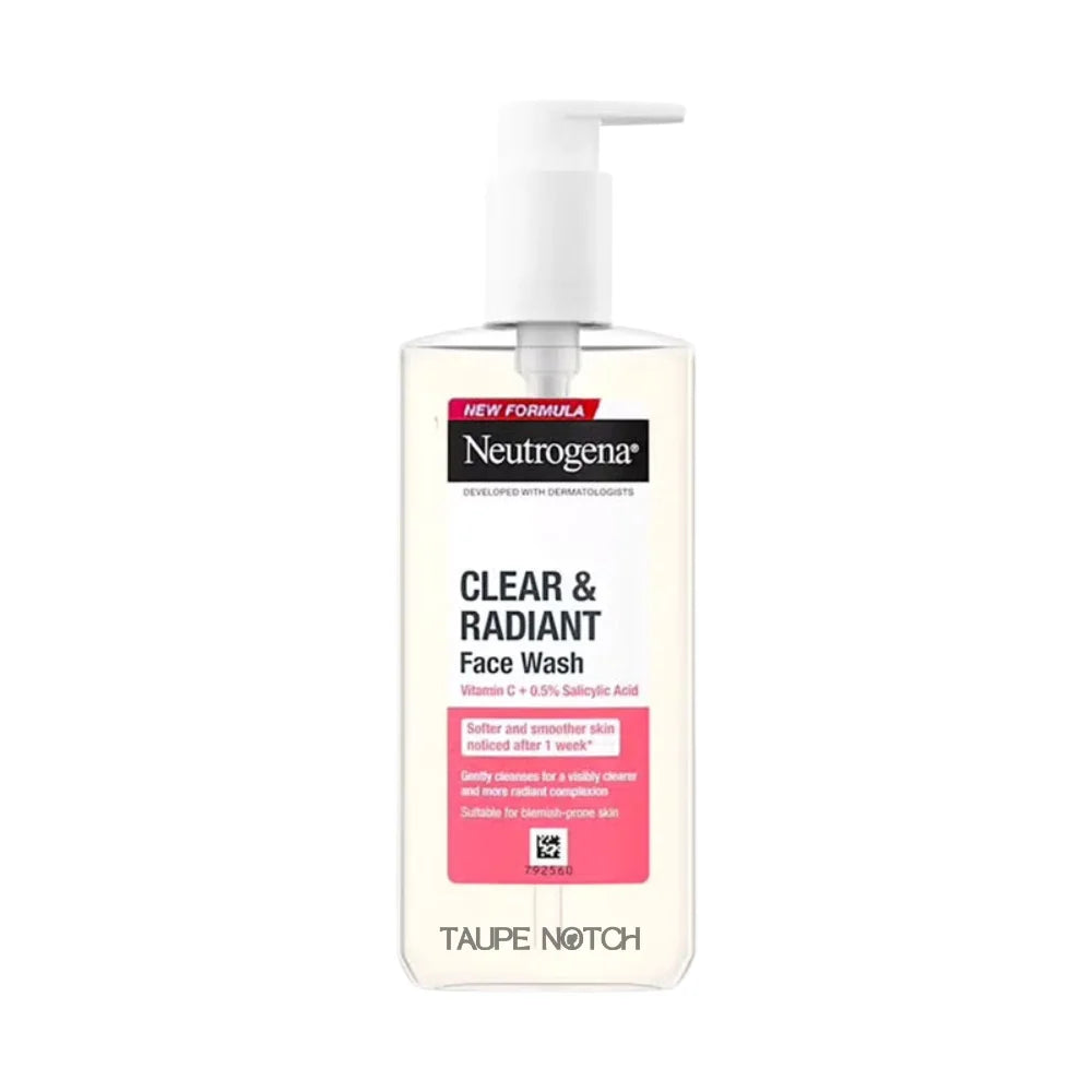 Neutrogena Clear & Radiant face wash bottle with pump, 200 ml