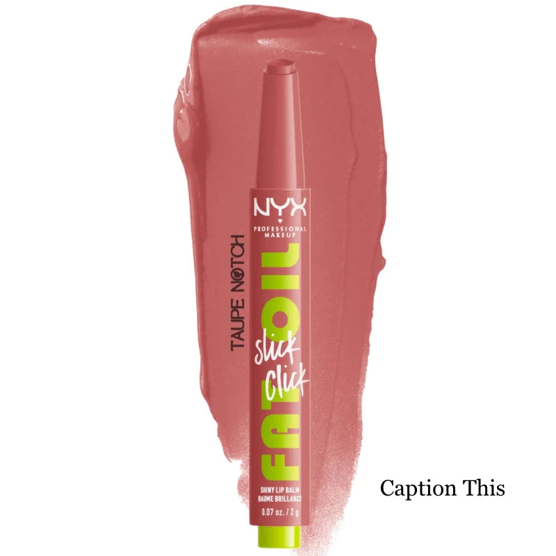 NYX Fat Oil Slick Click lip balm in mauve rose with glossy shine