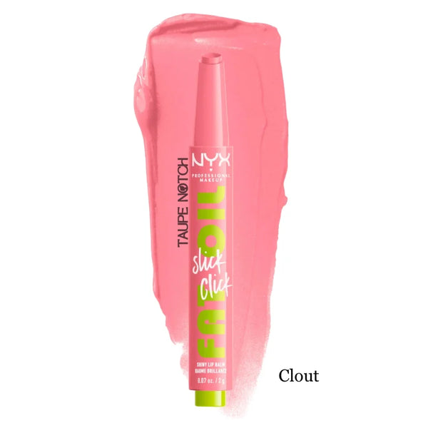 NYX lip balm with shimmery pink color in a squeeze tube