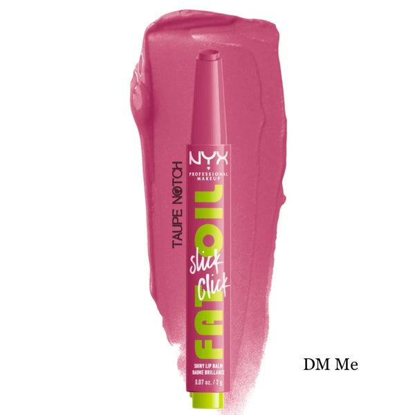 NYX lip balm with shimmery fuchsia-pink tone in a squeeze tube