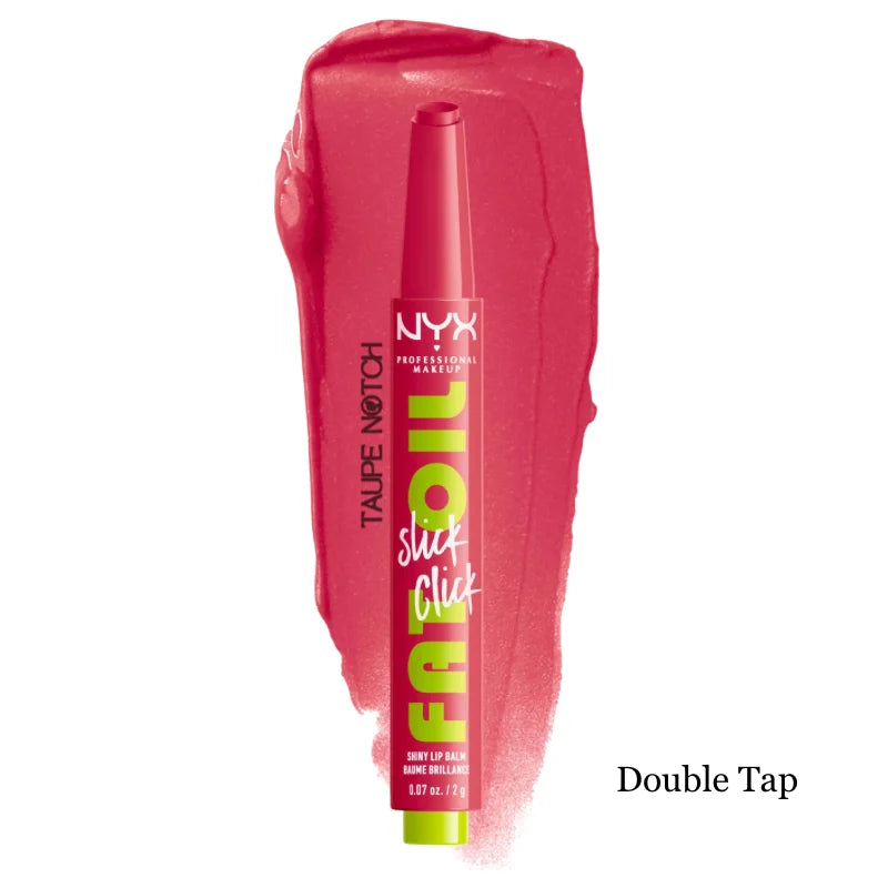 NYX lip balm with shimmery magenta-pink tone in a squeeze tube