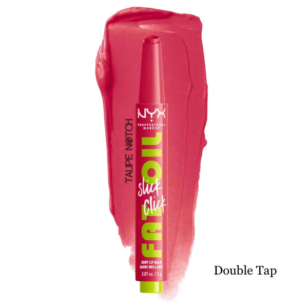 NYX lip balm with shimmery magenta-pink tone in a squeeze tube