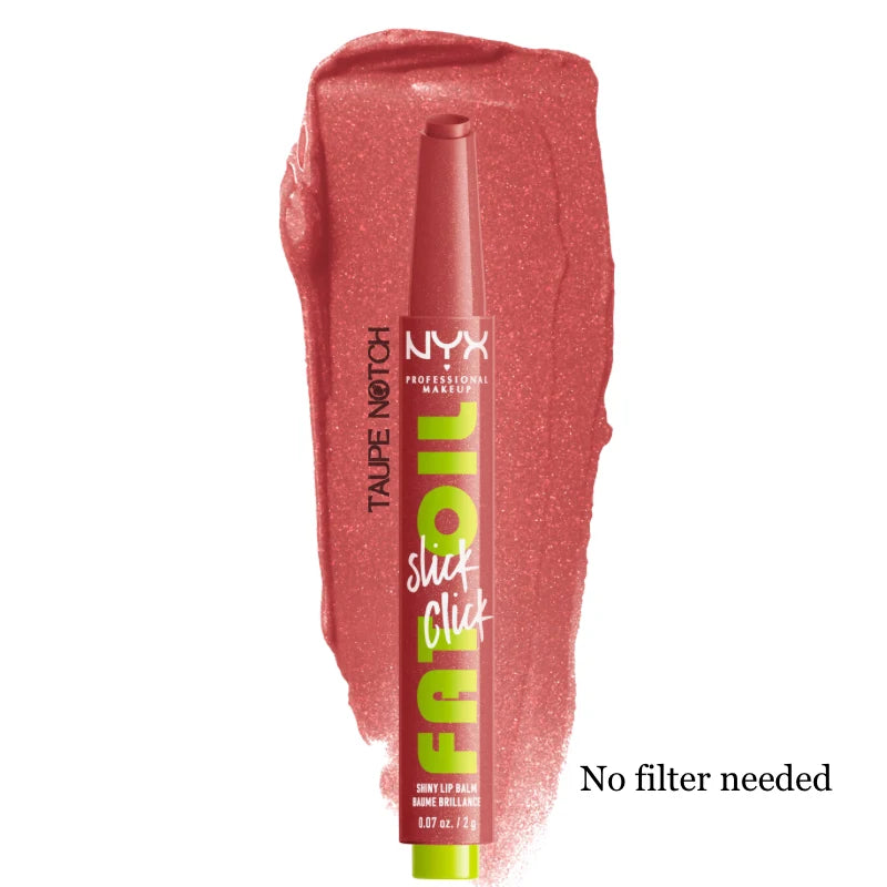 NYX lip balm with shimmery red tone in a squeeze tube
