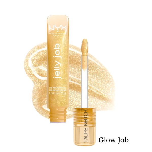 Jelly Job lip gloss, Glow Job shade, with doe-foot applicator.