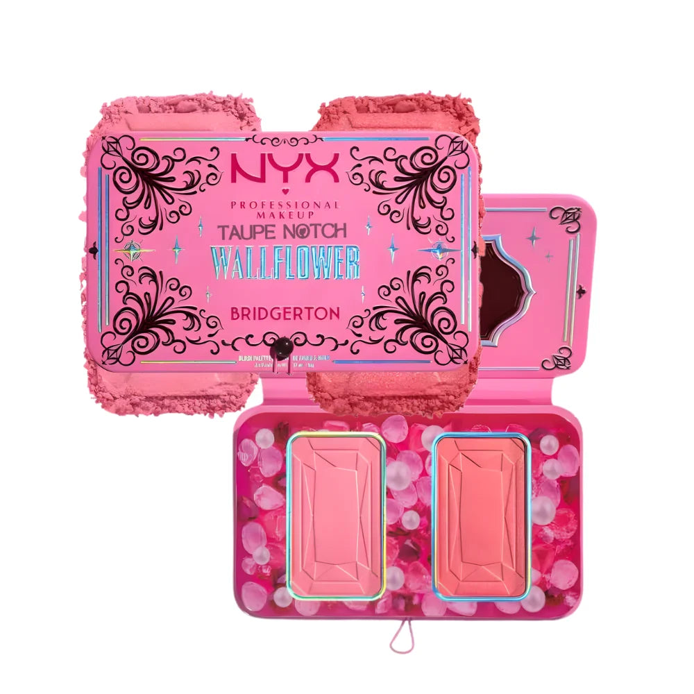 Wallflower blush duo makeup set with two rectangular pans in pink compact