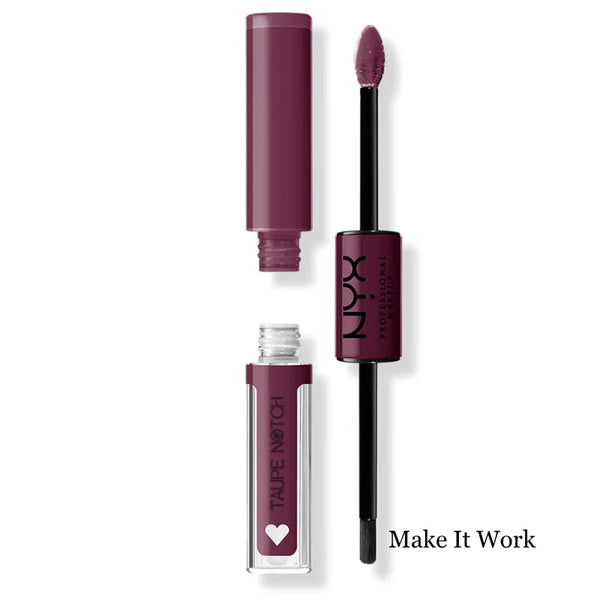 High-shine lip color in Make It Work with applicator wand and squeeze tube