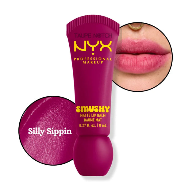 Matte lip balm tube, magenta shade 