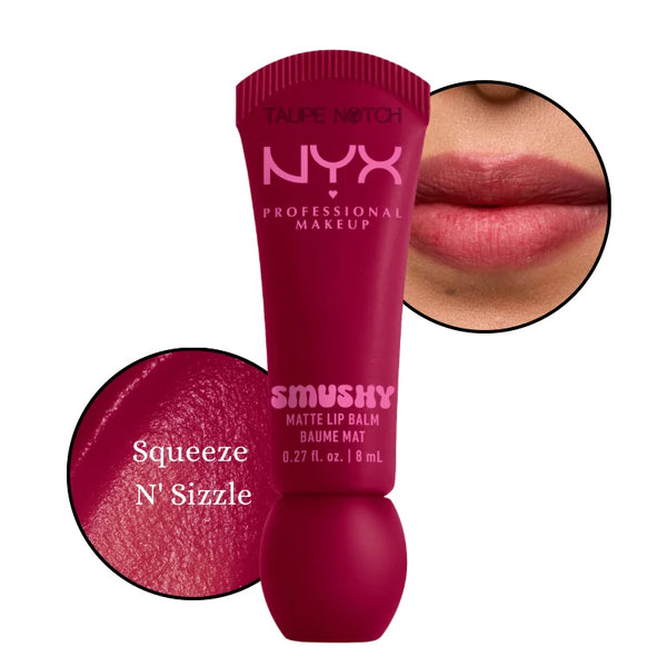 Matte lip balm in Squeeze N' Sizzle, berry magenta shade
