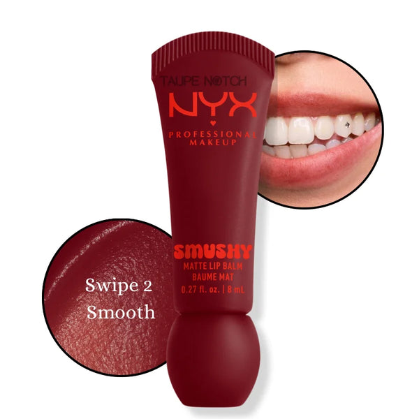 Matte lip balm in Swipe 2 Smooth, deep berry red shade