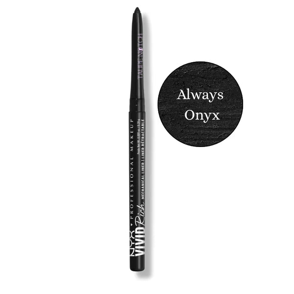 Mechanical eye liner pencil in Always Onyx, black shade with swatch