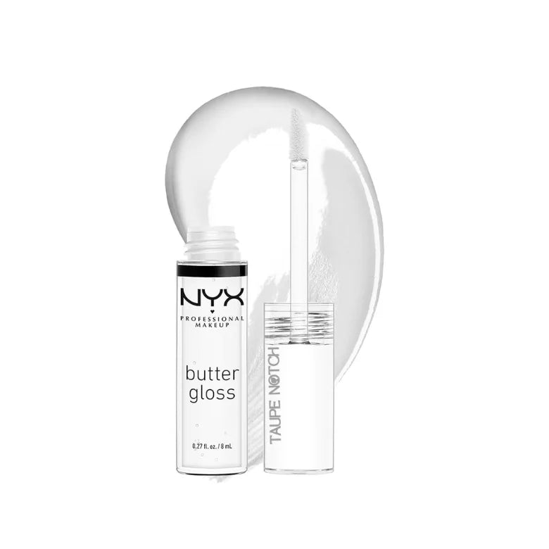 NYX butter gloss and clear lip gloss bottle set.