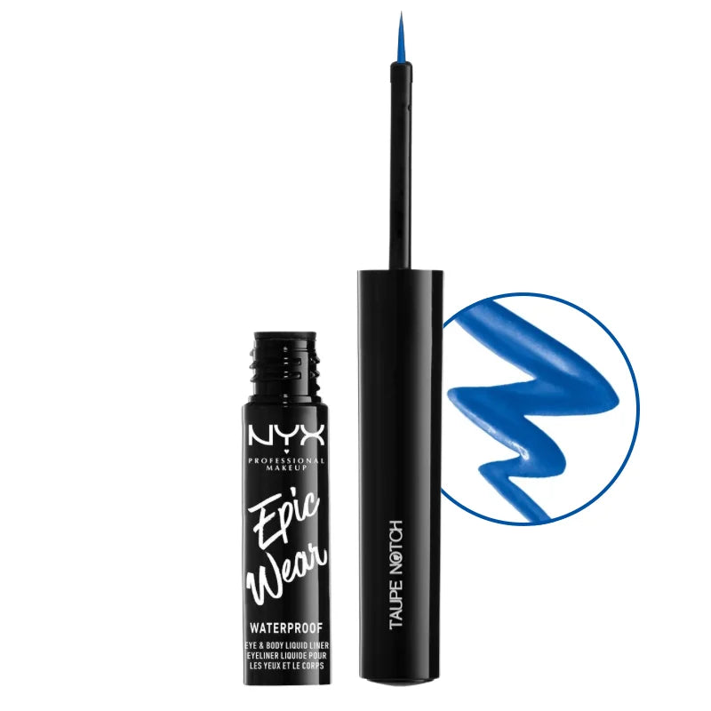 Liquid eyeliner pen and bottle, waterproof, sapphire blue shade