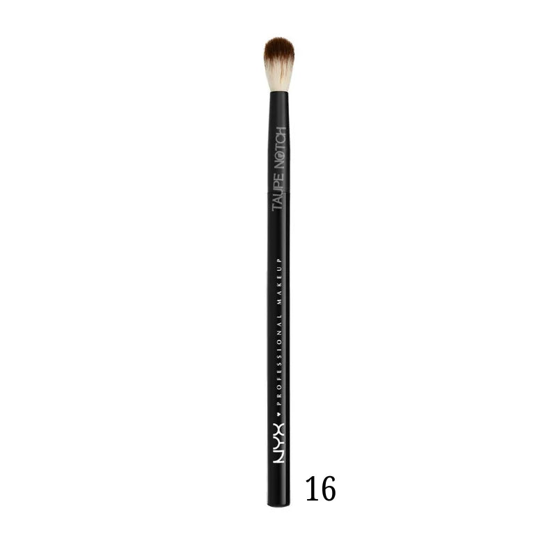 NYX Pro blending brush with tapered light-brown bristles and black handle