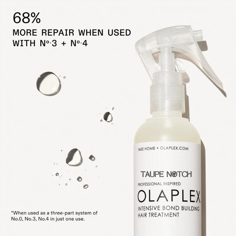 Olaplex No.0 bond-building hair treatment bottle with clear spray nozzle, front view