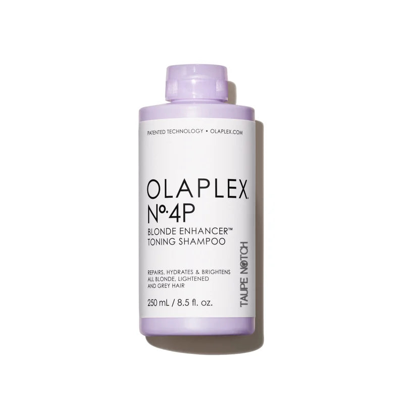 Olaplex Nº.4P Blonde Enhancer toning shampoo bottle with lavender cap