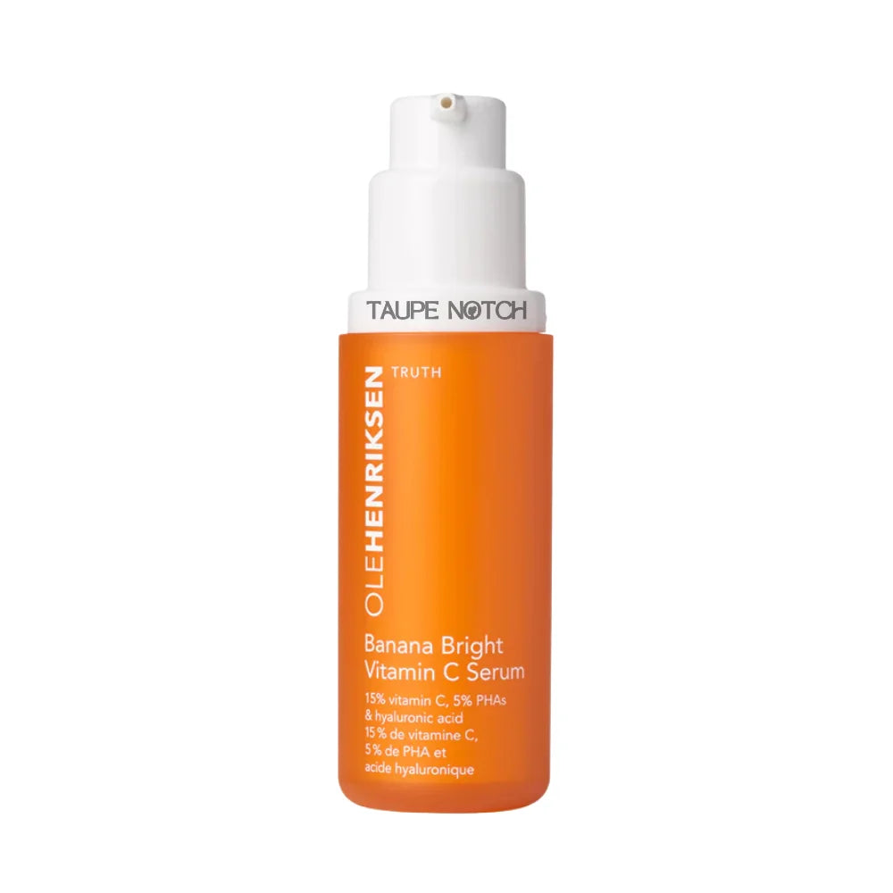 Ole Henriksen Banana Bright Vitamin C serum bottle, orange liquid with white pump