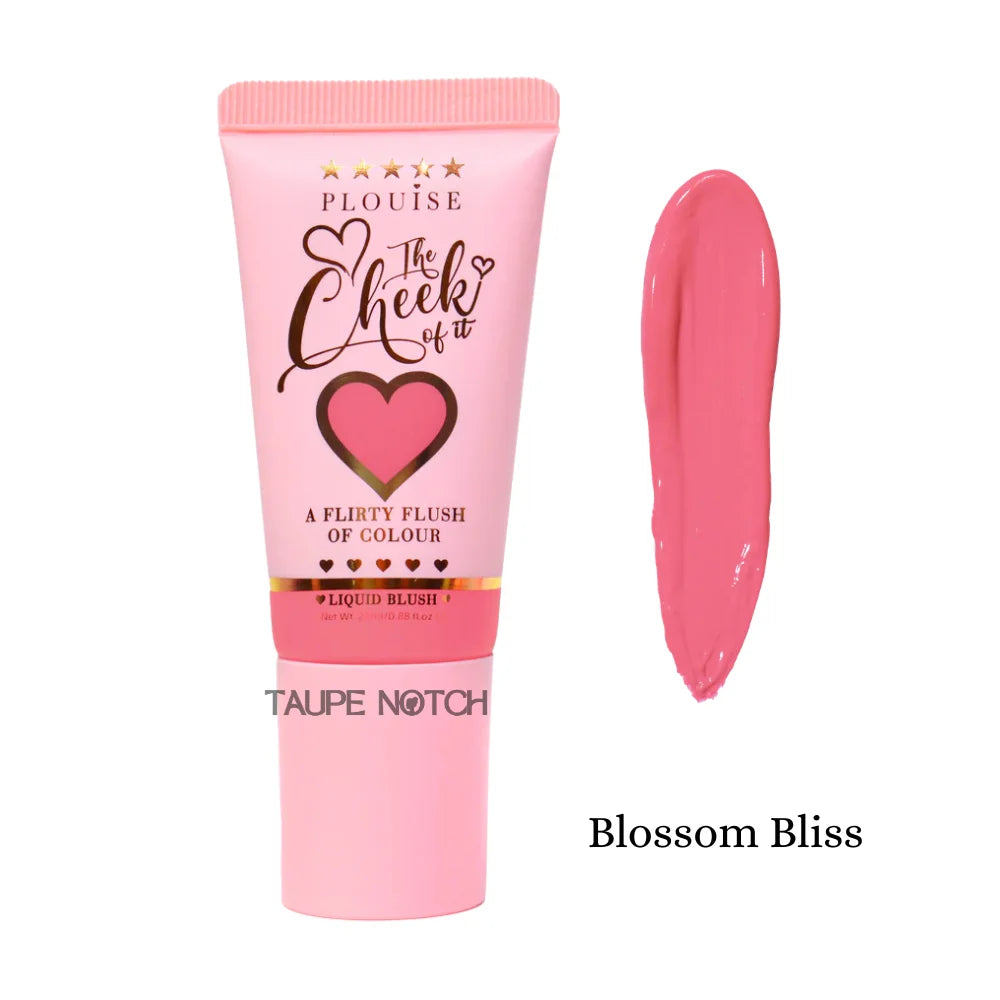 Liquid blush tube with hot pink cream swatch, Blossom Bliss