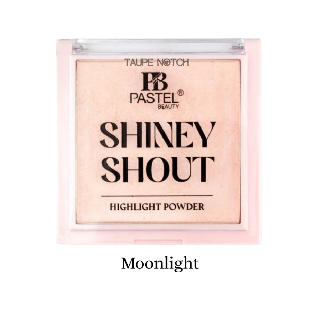 Shiney Shout highlight powder compact, peach shimmer shade in Moonlight
