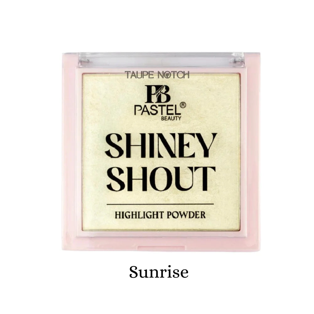 Shiney Shout highlight powder compact, pale yellow shimmer shade in Sunrise