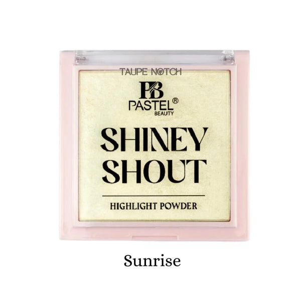 Shiney Shout highlight powder compact, pale yellow shimmer shade in Sunrise