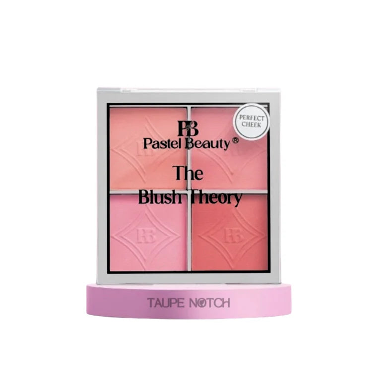 Blush palette with four pink rose blush shades in a clear compact