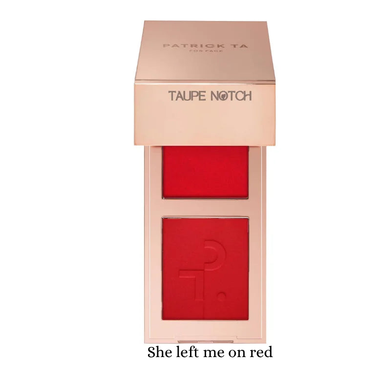 Patrick Ta blush duo with deep red and crimson powder pans