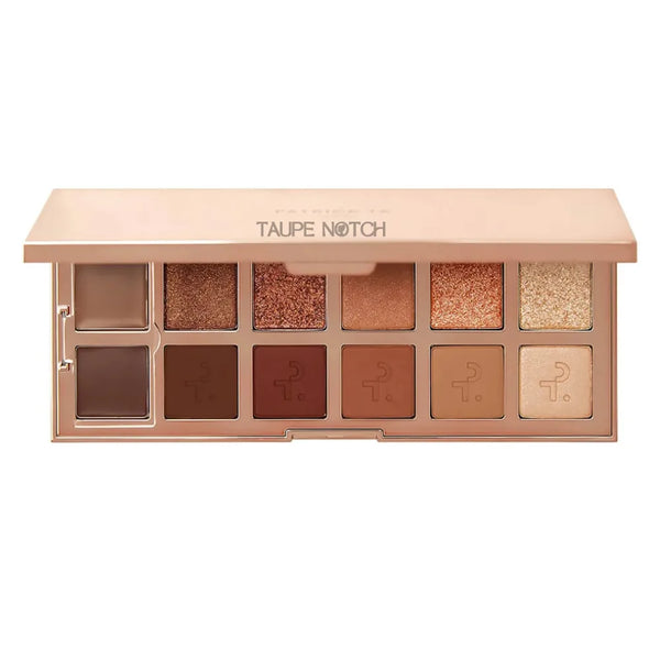 Taupe Notch eyeshadow palette with 12 pressed shadow shades in warm neutrals