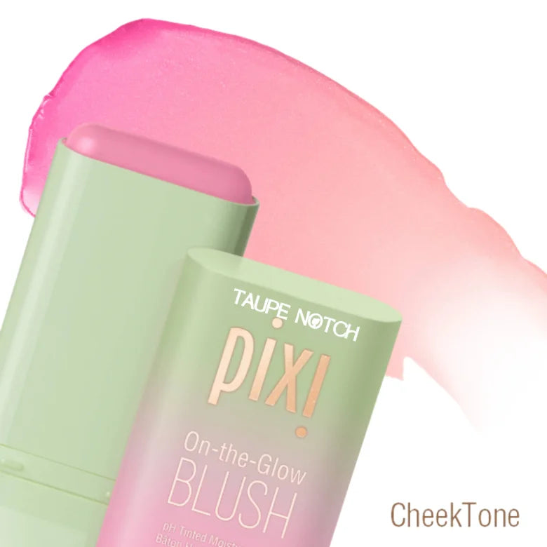 CheekTone blush tube with on-the-glow design and pink gel swatch