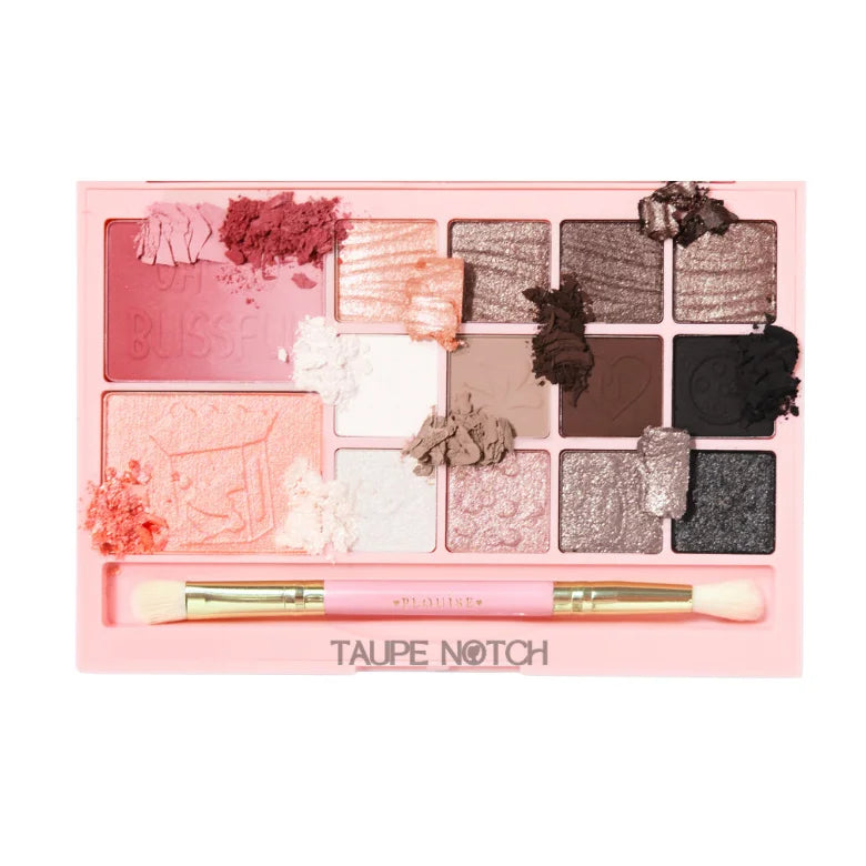 P. Louise Breakfast Bites makeup palette with 10 pressed shades and brush, Taupe Notch
