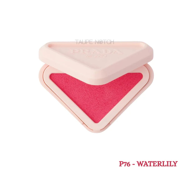 Prada Milano Blush Refillable Powder Blush in P76 Waterlily open triangle compact showing deep hot pink shade