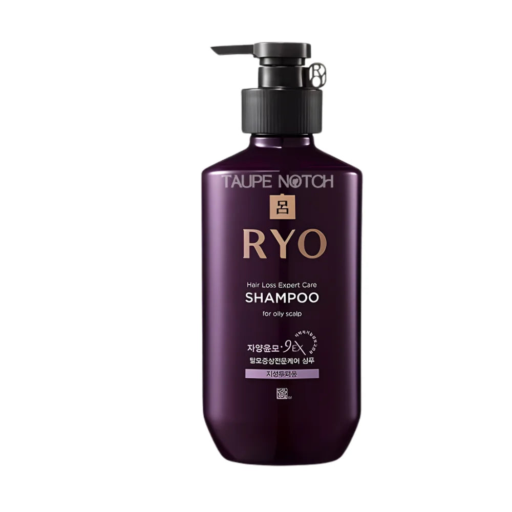 RYO Hair Loss Expert Care Shampoo bottle with pump, dark purple