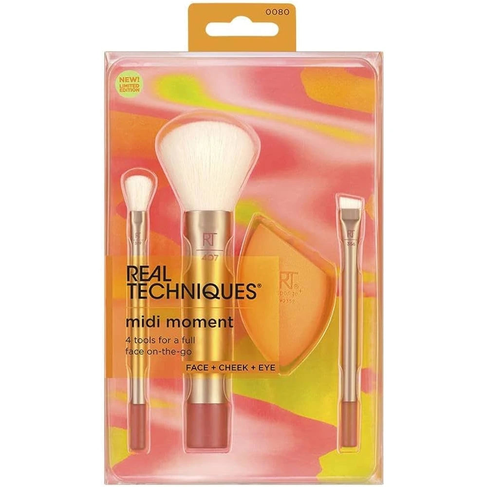 Midi moment makeup brush and sponge set with 2 brushes and sponge