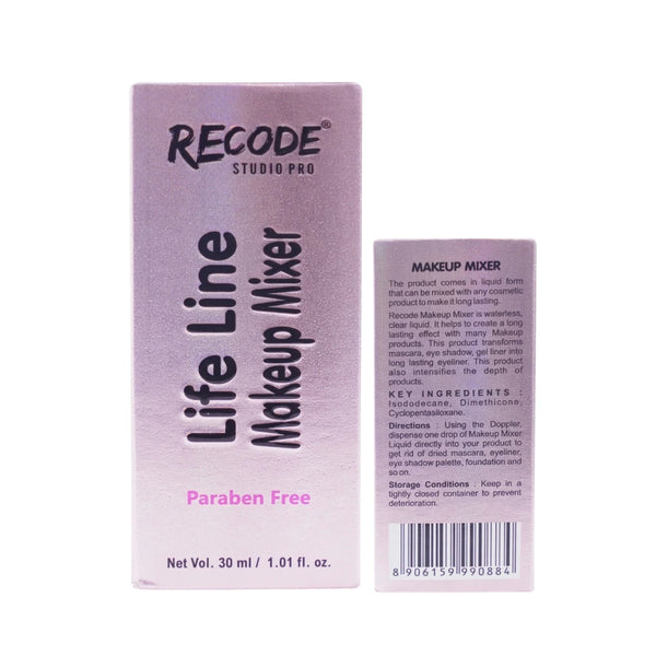 Makeup mixer boxes with purple label, net vol. 30 ml.