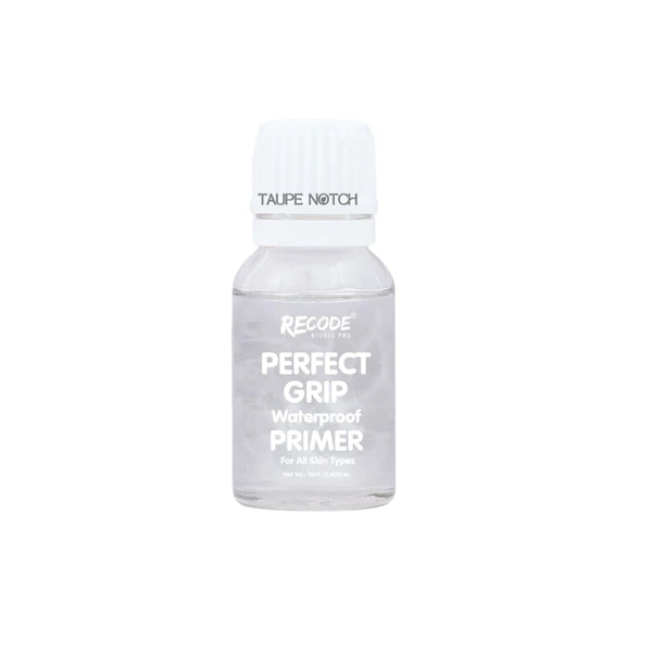 Recode Perfect Grip Waterproof Primer travel bottle, labeled Taupe Notch, 12 ml