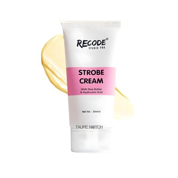 Recode STROBE CREAM tube, white with pink label, squeeze-top, 25 ml.