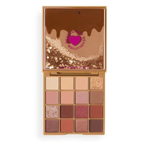 Mocha eyeshadow palette with warm browns, pinks, and gold shimmer shades