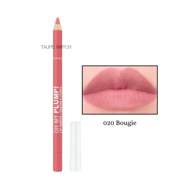 Rimmel Oh My Plump! Lip Shaper lip pencil, 020 Bougie, soft rose tube and beige tip