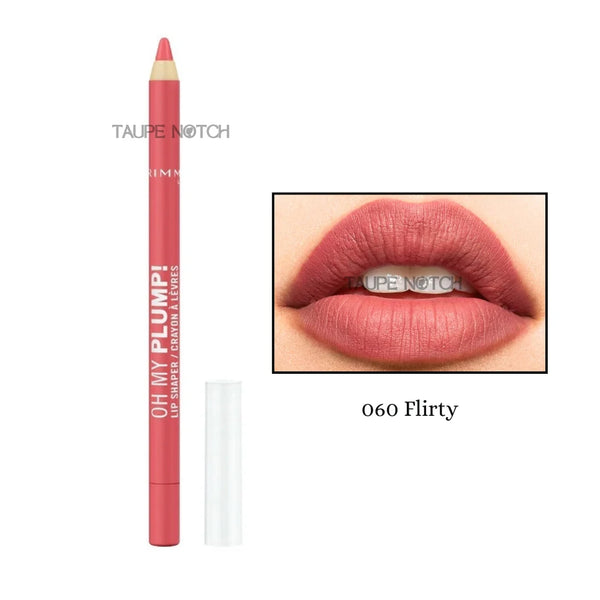 Rimmel Oh My Plump! Lip Shaper lip pencil, 060 Flirty, coral-pink tube and beige tip