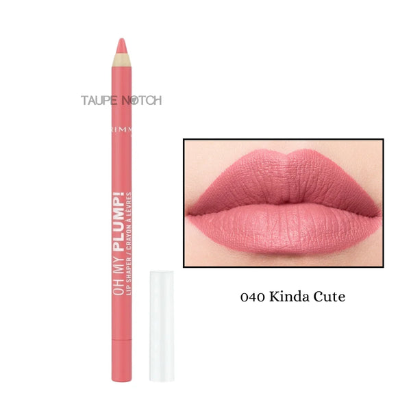 Rimmel Oh My Plump! Lip Shaper lip pencil, 040 Kinda Cute, pink tube with beige tip