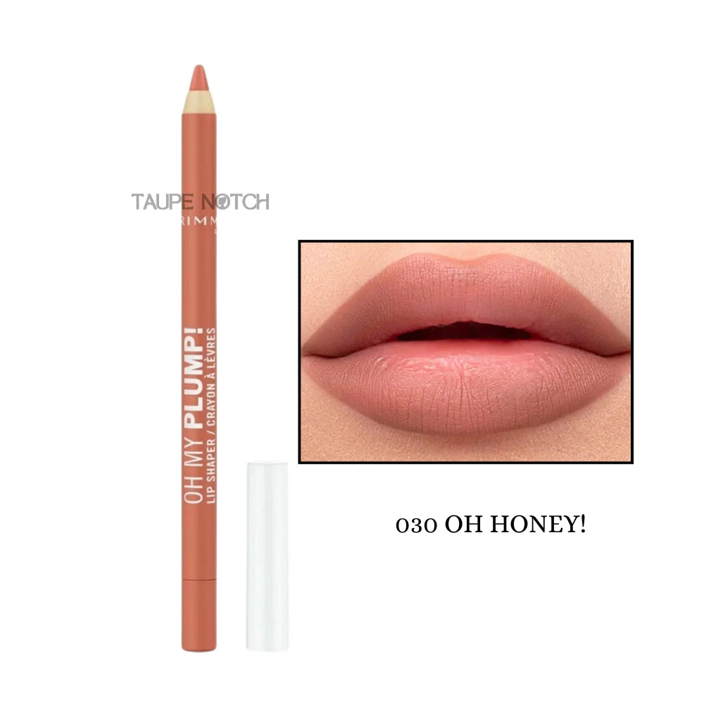 Rimmel Oh My Plump! Lip Shaper lip pencil, 030 Oh Honey!, nude-brown tube and beige tip