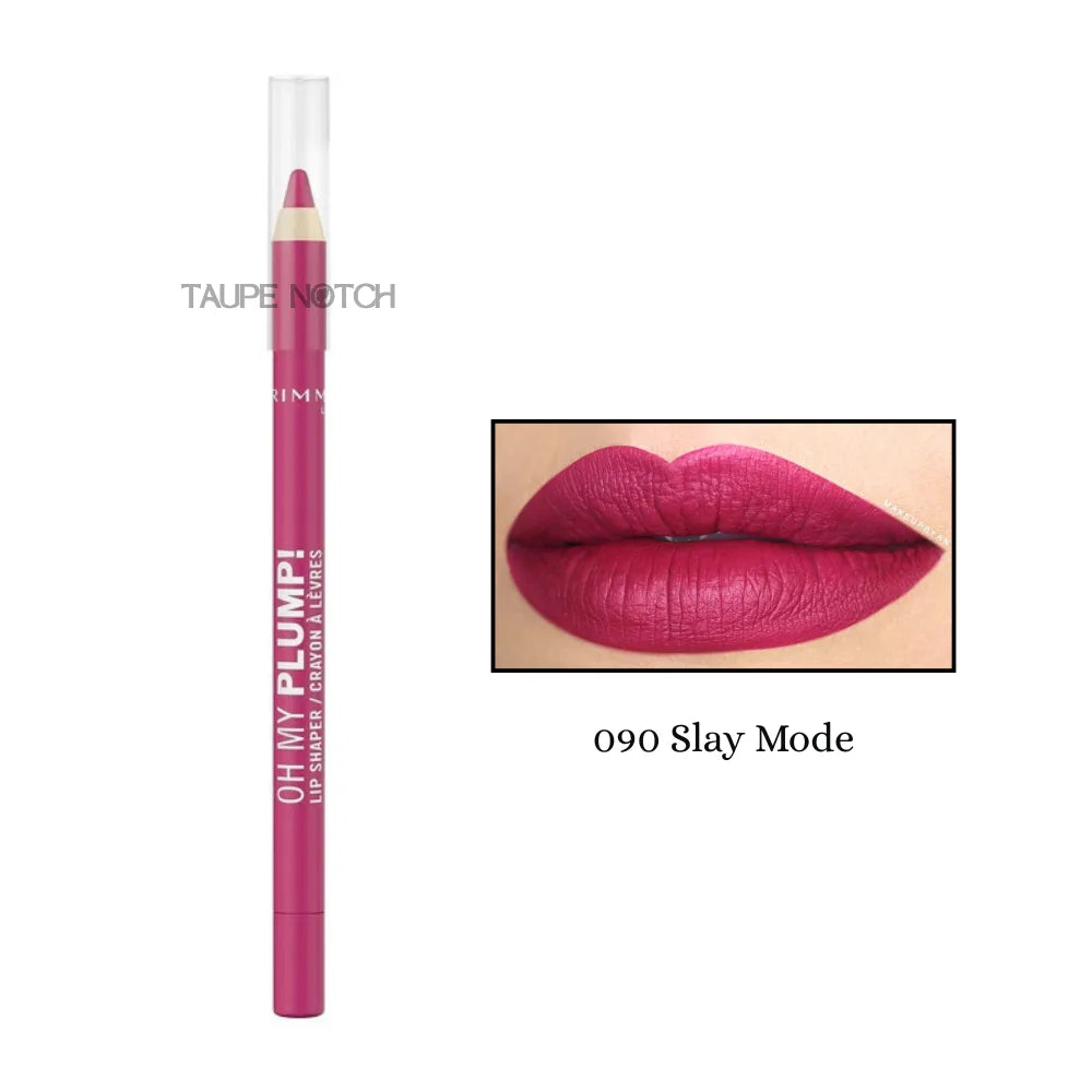 Rimmel Oh My Plump! Lip Shaper lip pencil, 090 Slay Mode, magenta tube with beige tip