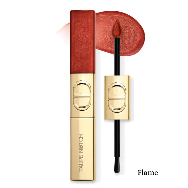 Dior Rouge Dior liquid sequin lip duo in Flame, red shimmer lip product with applicator