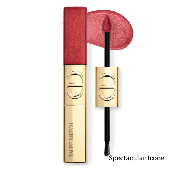 Dior Rouge Dior liquid sequin lip duo in Spectacular Icone, deep red shimmer applicator