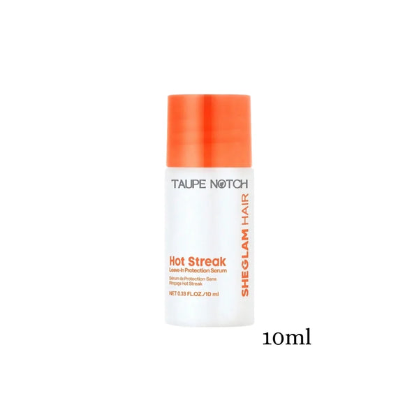 Hair leave-in serum bottle, orange cap, white-silver body, 10ml
