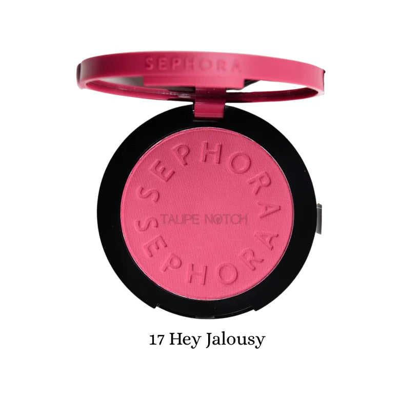 Powder blush compact, medium rose-pink shade 17 Hey Jalousy