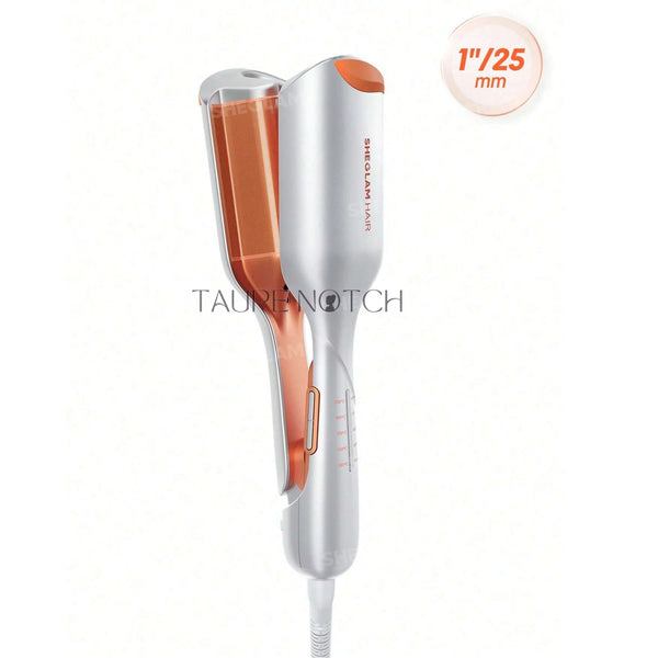 Corded silver hair waver with orange top and 1-inch/25mm barrel