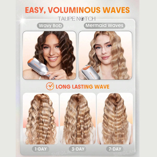 Hair waver on product packaging showing long-lasting wave results