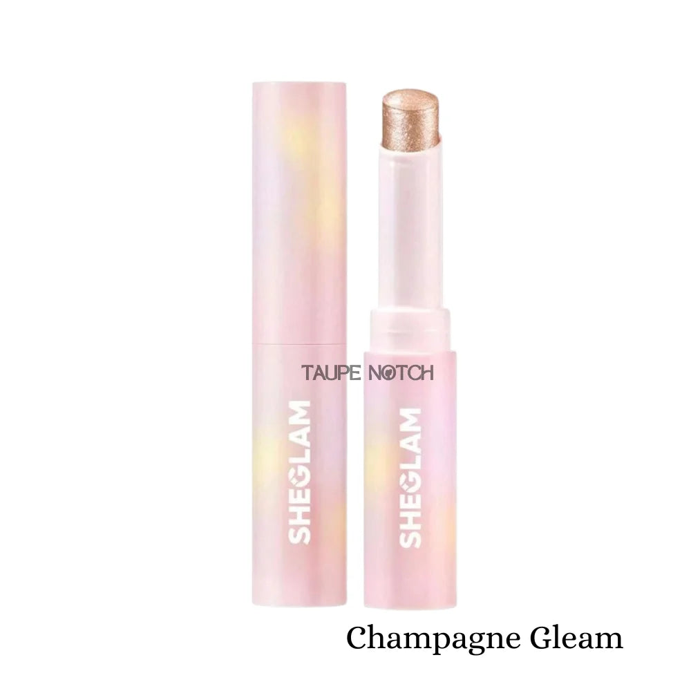 Crystal jelly glaze stick with champagne-gold glitter top and pale pink tube.